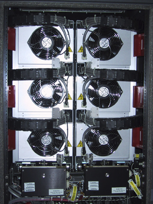 Fans in the back of server tower.